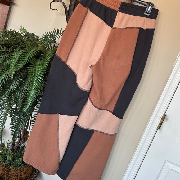 UGG Raini French Terry Piecework Pants Patchwork Brown Black Casual Sweats - Picture 12 of 16